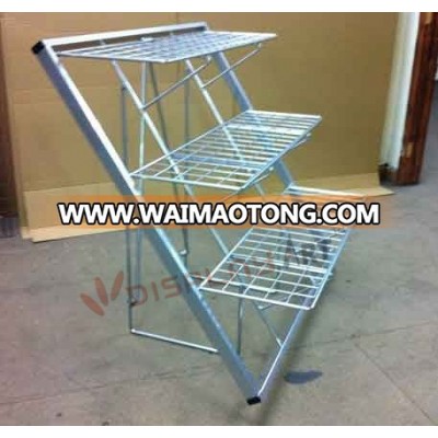 Large-capacity 3-tier foldable design metal shoe rack for display